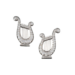 Paire de clips d'oreilles LYRES en diamants - Castafiore