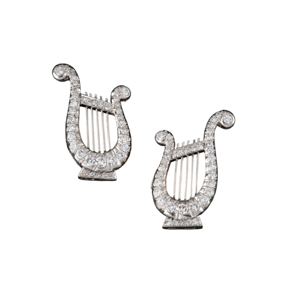 Paire de clips d'oreilles LYRES en diamants - Castafiore