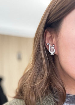 Paire de clips d'oreilles LYRES en diamants - Castafiore