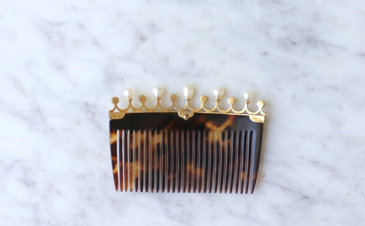 Paire de Peignes Diamants et Perles Fines sur Or - Castafiore