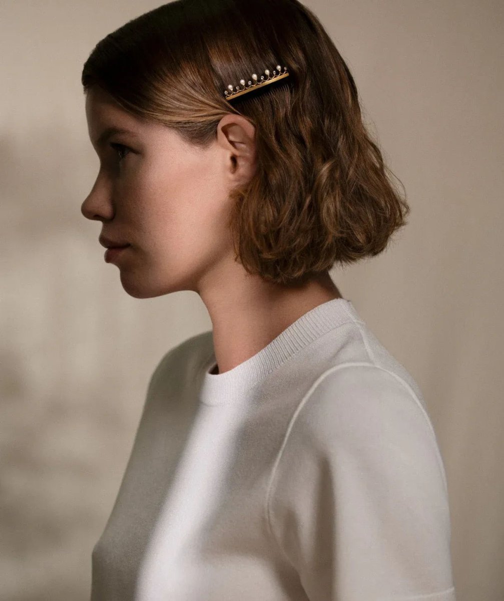 Paire de Peignes Diamants et Perles Fines sur Or - Castafiore