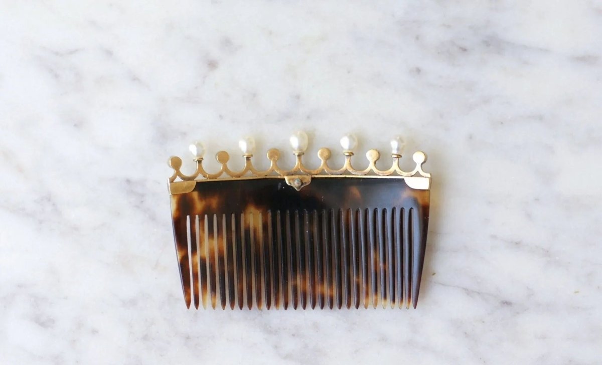 Paire de Peignes Diamants et Perles Fines sur Or - Castafiore