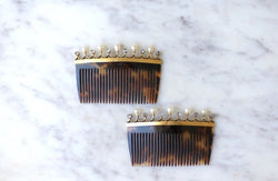 Paire de Peignes Diamants et Perles Fines sur Or - Castafiore