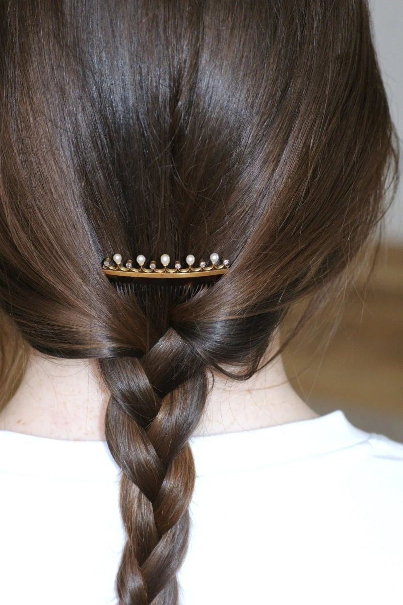 Paire de Peignes Diamants et Perles Fines sur Or - Castafiore