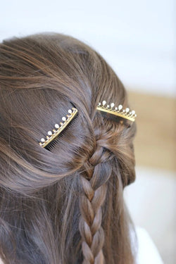 Paire de Peignes Diamants et Perles Fines sur Or - Castafiore