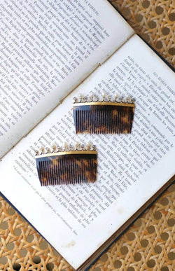 Paire de Peignes Diamants et Perles Fines sur Or - Castafiore