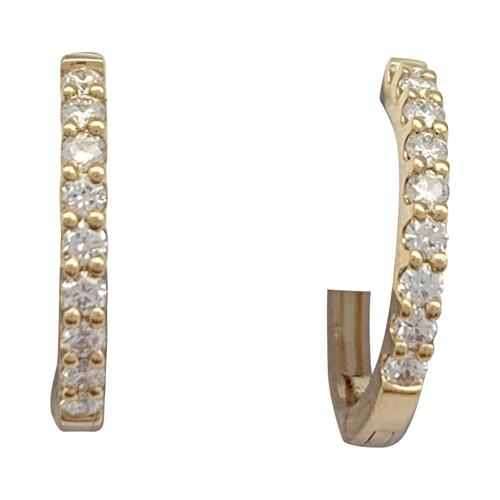 Paire de petites créoles en or jaune et diamants - Castafiore