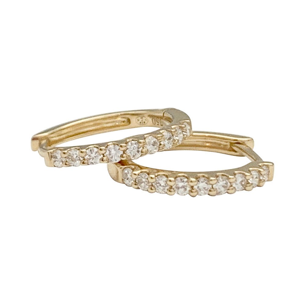 Paire de petites créoles en or jaune et diamants - Castafiore