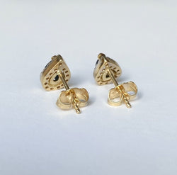 Paire de puces d'oreilles en or Gris et jaune 18k saphirs et diamants - Castafiore
