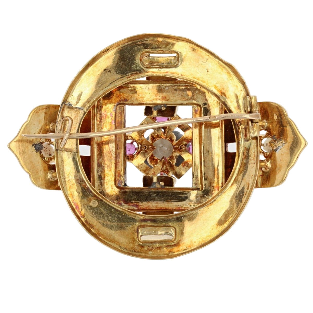 Parure ancienne Napoléon III Perles fines rubis émail noir - Castafiore