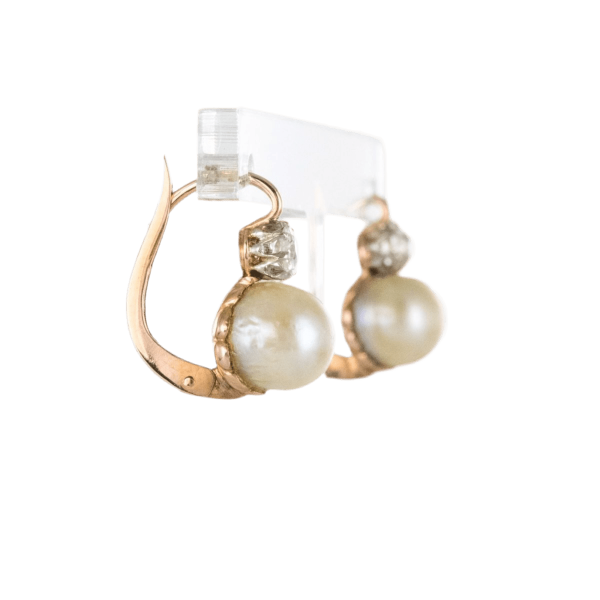 Parure Bague et Boucles d'oreilles en or rose, perles et diamants - Castafiore