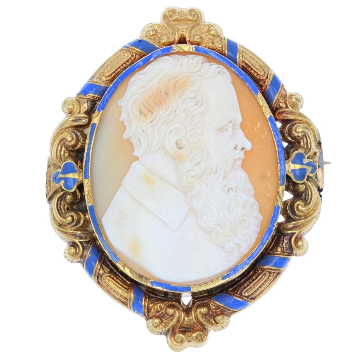 Parure Boucles d'oreilles et Broche ancienne or camée et émail - Castafiore