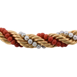 Parure en or jaune, corail et perles - Castafiore