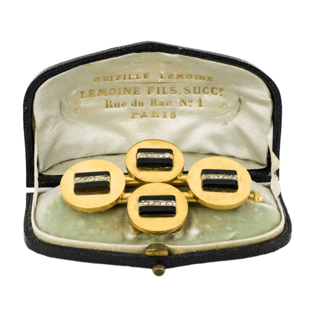 Parure en or jaune, onyx et diamants - Castafiore