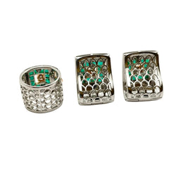 Parure LUCIANO SOMENZI en or blanc, or jaune, or rose, émeraudes et diamants - Castafiore