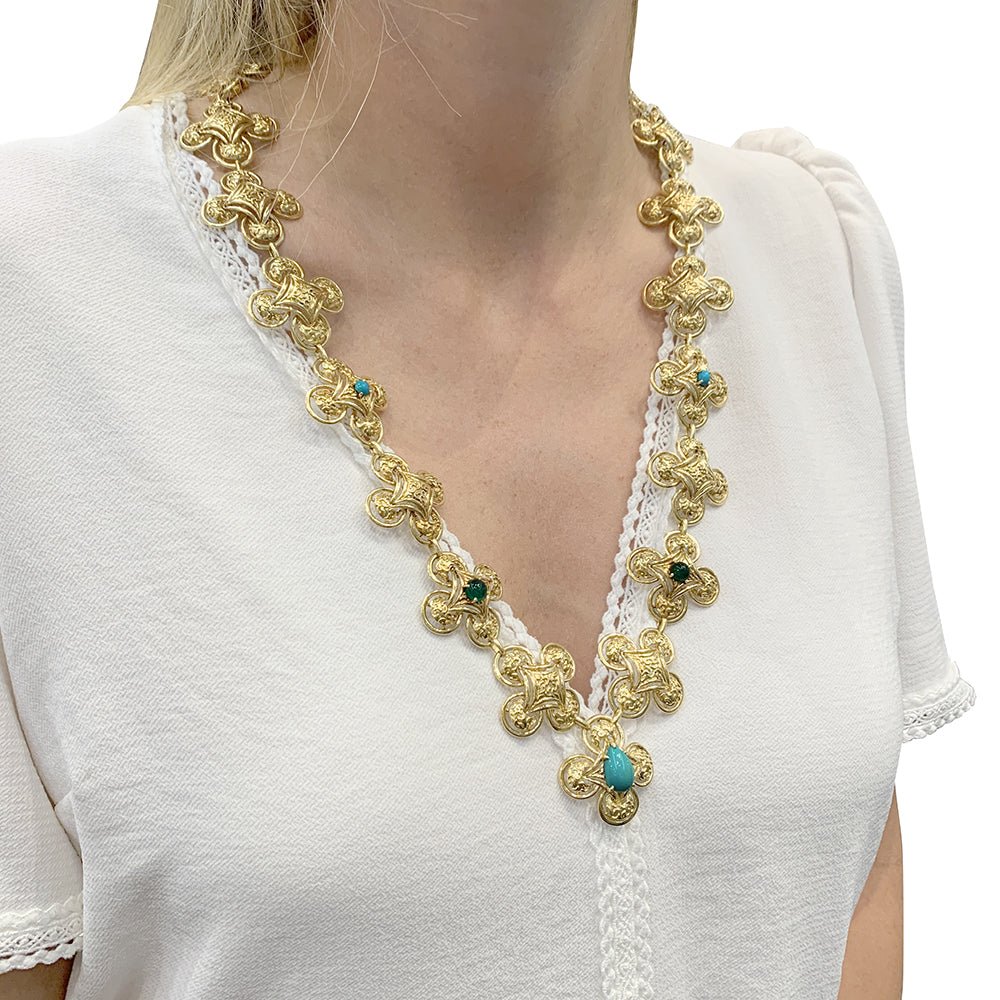 Parure M. GÉRARD en or jaune et pierres de couleur - Castafiore