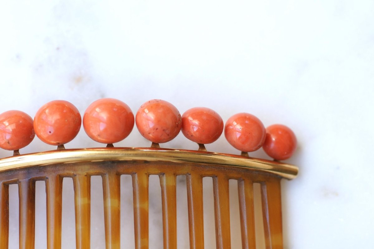 Peigne à Cheveux Ancien Corail Or Jaune - Castafiore