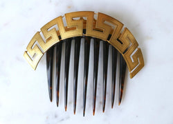 Peigne Ancien Méandre Grec Or Jaune et Ecaille - Castafiore
