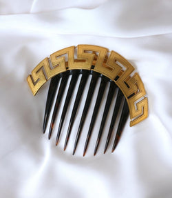 Peigne Ancien Méandre Grec Or Jaune et Ecaille - Castafiore