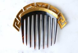 Peigne Ancien Méandre Grec Or Jaune et Ecaille - Castafiore
