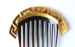 Peigne Ancien Méandre Grec Or Jaune et Ecaille - Castafiore