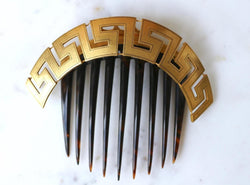 Peigne Ancien Méandre Grec Or Jaune et Ecaille - Castafiore
