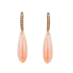 Pendants d'oreilles ANCIENS Corail peau d'ange en or rose - Castafiore