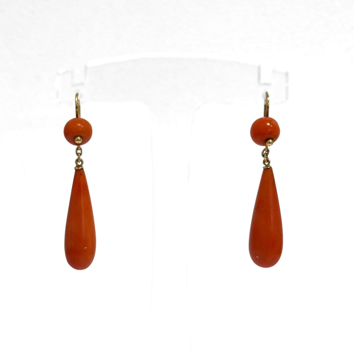 Pendants d'oreilles corail goutte - Castafiore