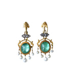 Pendants d’Oreilles Emeraudes, Perles Fines, Diamants - Castafiore