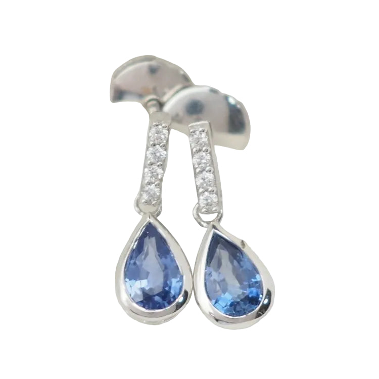 Pendants d'oreilles en or blanc, saphirs et diamants - Castafiore