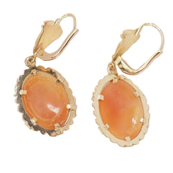 Pendants d'oreilles en or jaune et camée - Castafiore