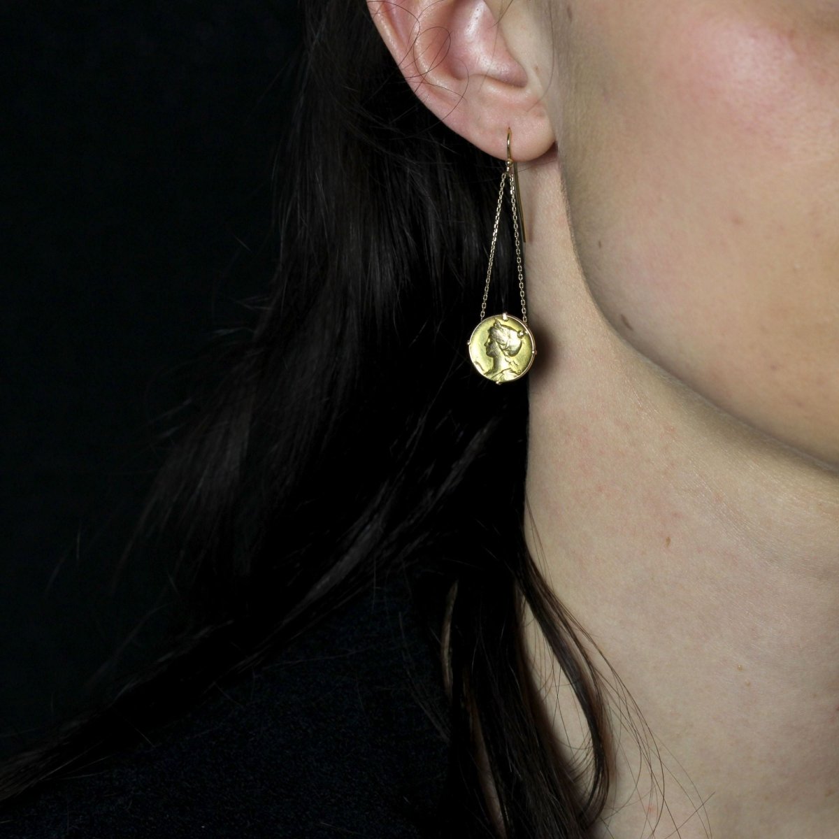 Pendants d'oreilles MÉDAILLES en or jaune - Castafiore