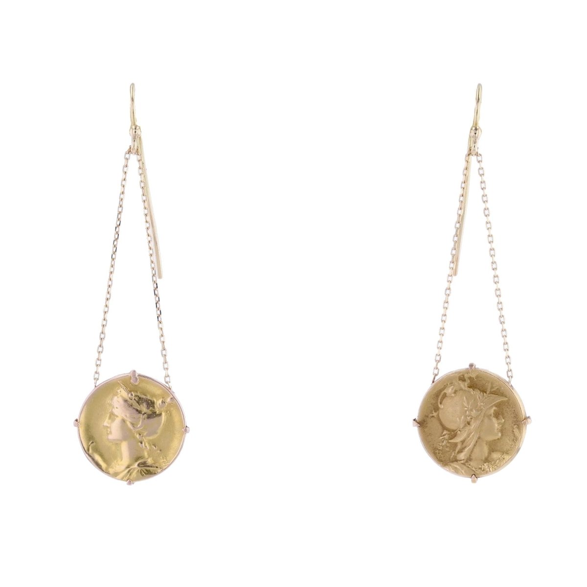 Pendants d'oreilles MÉDAILLES en or jaune - Castafiore