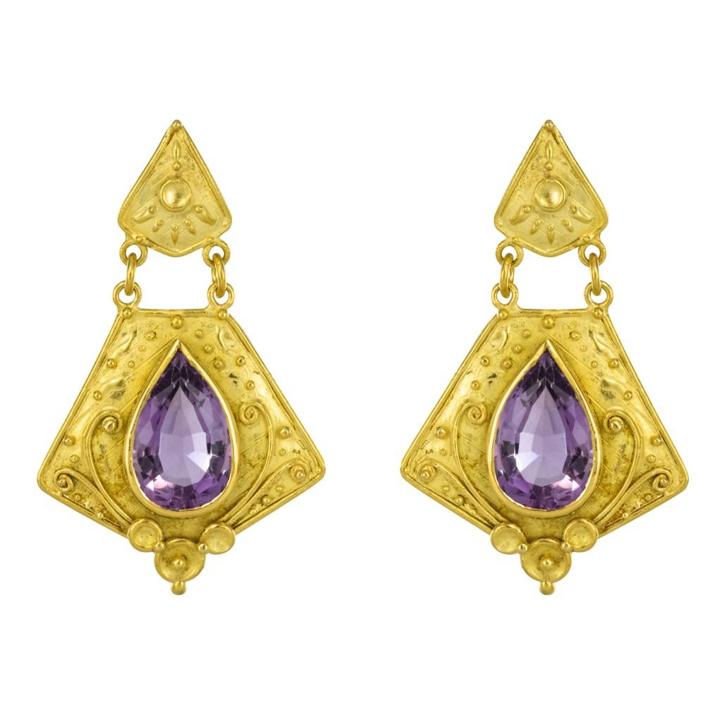 Pendants d'oreilles or améthystes - Castafiore