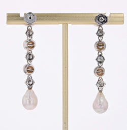 Pendants d'oreilles perles de culture et diamants - Castafiore