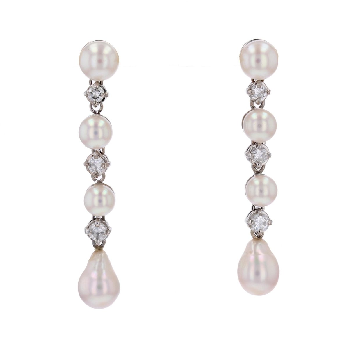 Pendants d'oreilles perles de culture et diamants - Castafiore