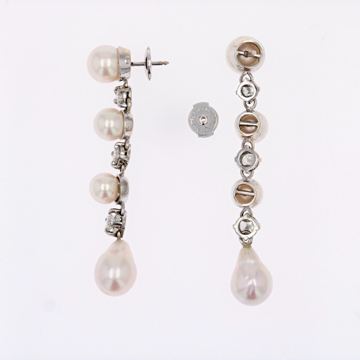 Pendants d'oreilles perles de culture et diamants - Castafiore