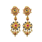 Pendants d'oreilles ZOLOTAS en or jaune, rubis et saphirs - Castafiore