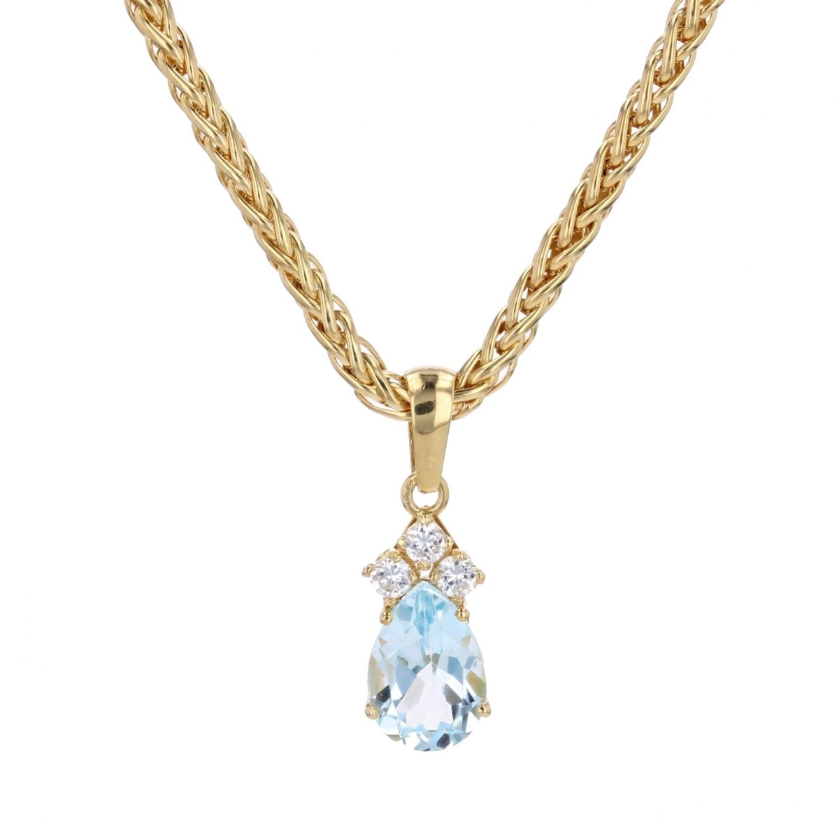 Pendentif AIGUE - MARINE Diamants en or jaune - Castafiore