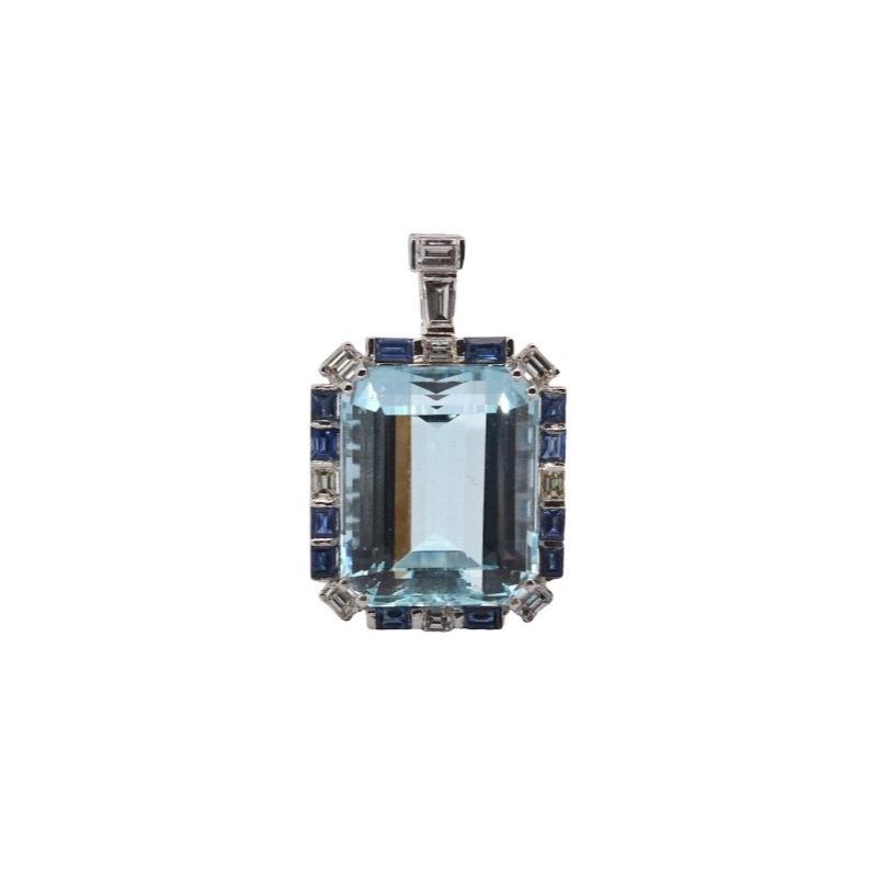 Pendentif aigue marine, diamants et saphirs - Castafiore