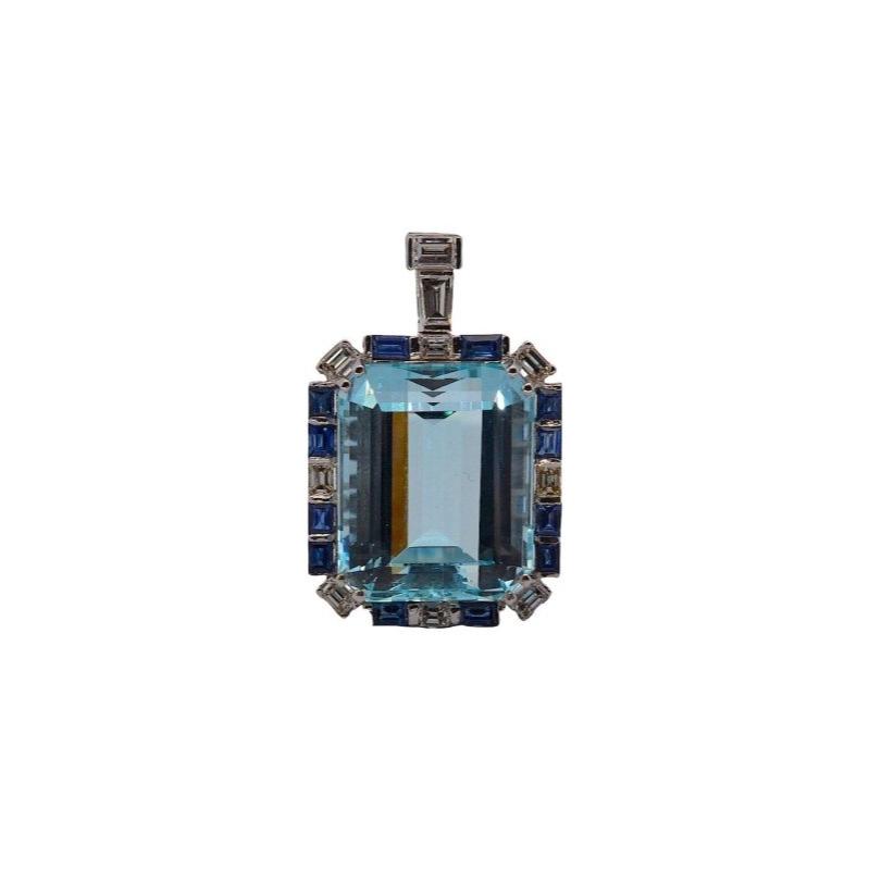 Pendentif aigue marine, diamants et saphirs - Castafiore