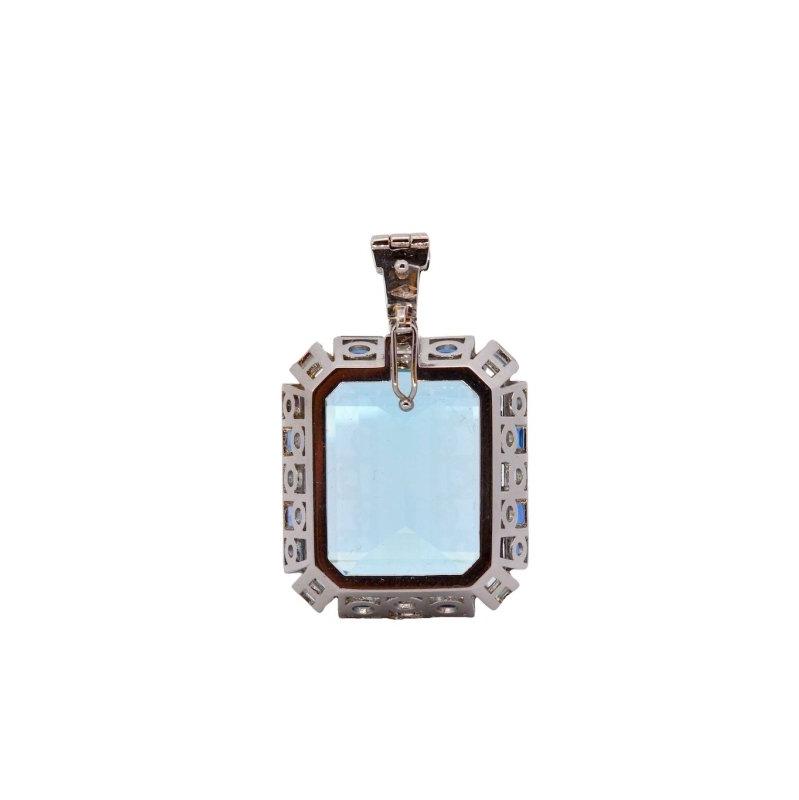 Pendentif aigue marine, diamants et saphirs - Castafiore