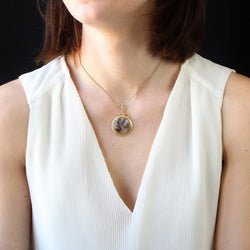 Pendentif ancien agate dendritique et or - Castafiore