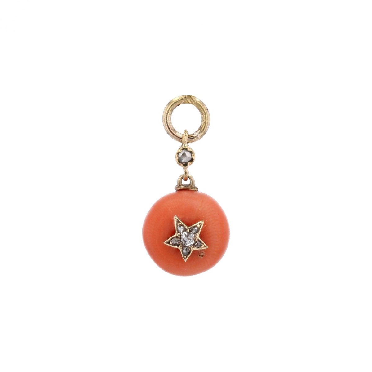 Pendentif ANCIEN Boule étoile en or jaune et corail - Castafiore