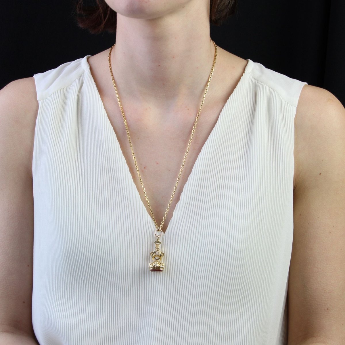 Pendentif ancien cachet or et cornaline - Castafiore