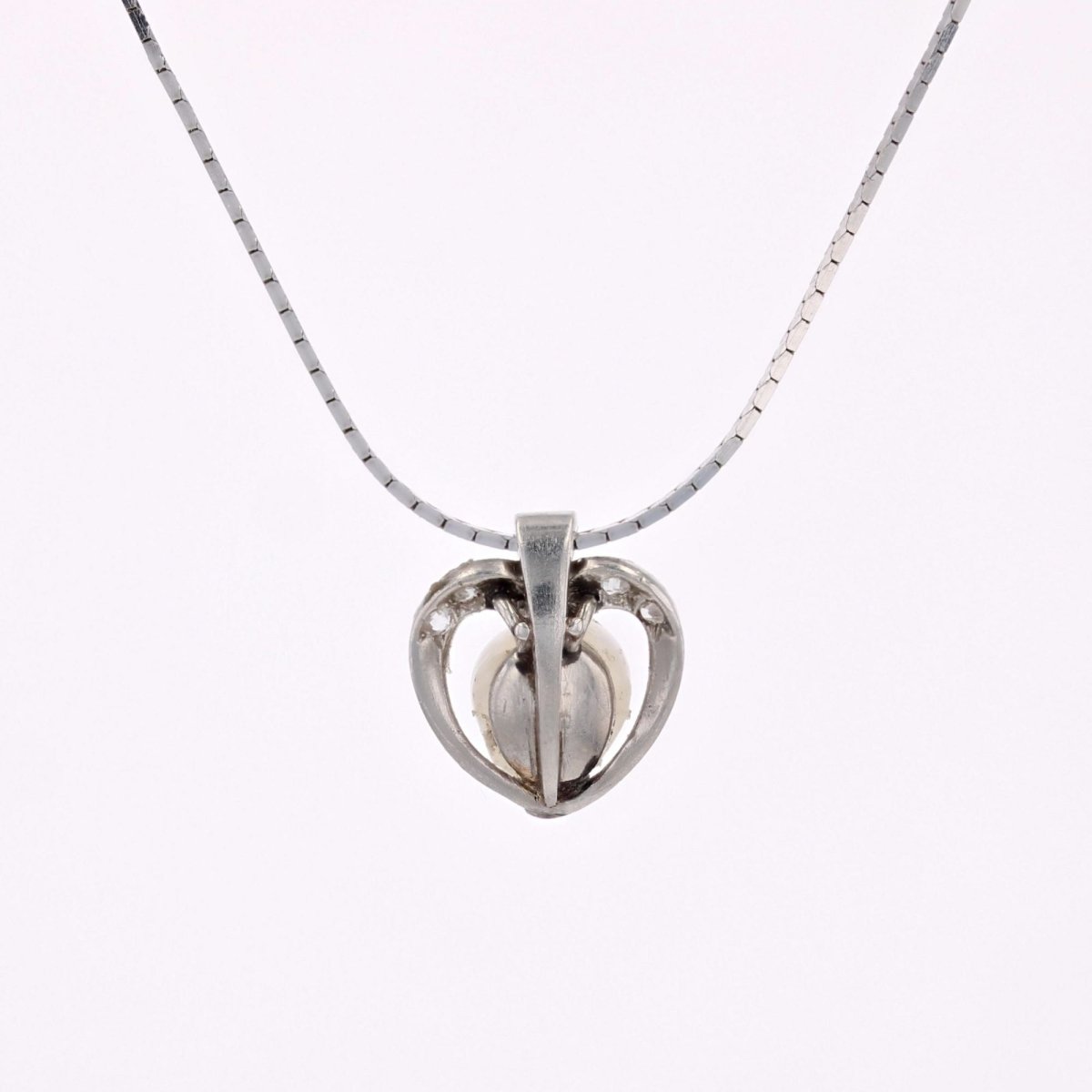 Pendentif ANCIEN Chaine maille géométrique en or blanc et platine - Castafiore