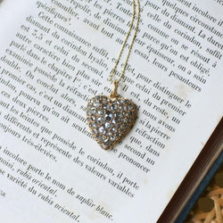 Pendentif ANCIEN Cœur en or rose et diamants - Castafiore