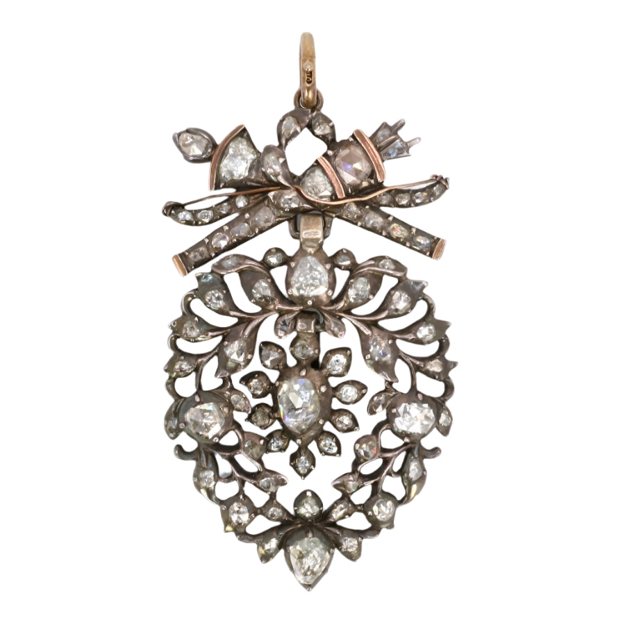Pendentif ancien cœur flamand diamants taille rose - Castafiore