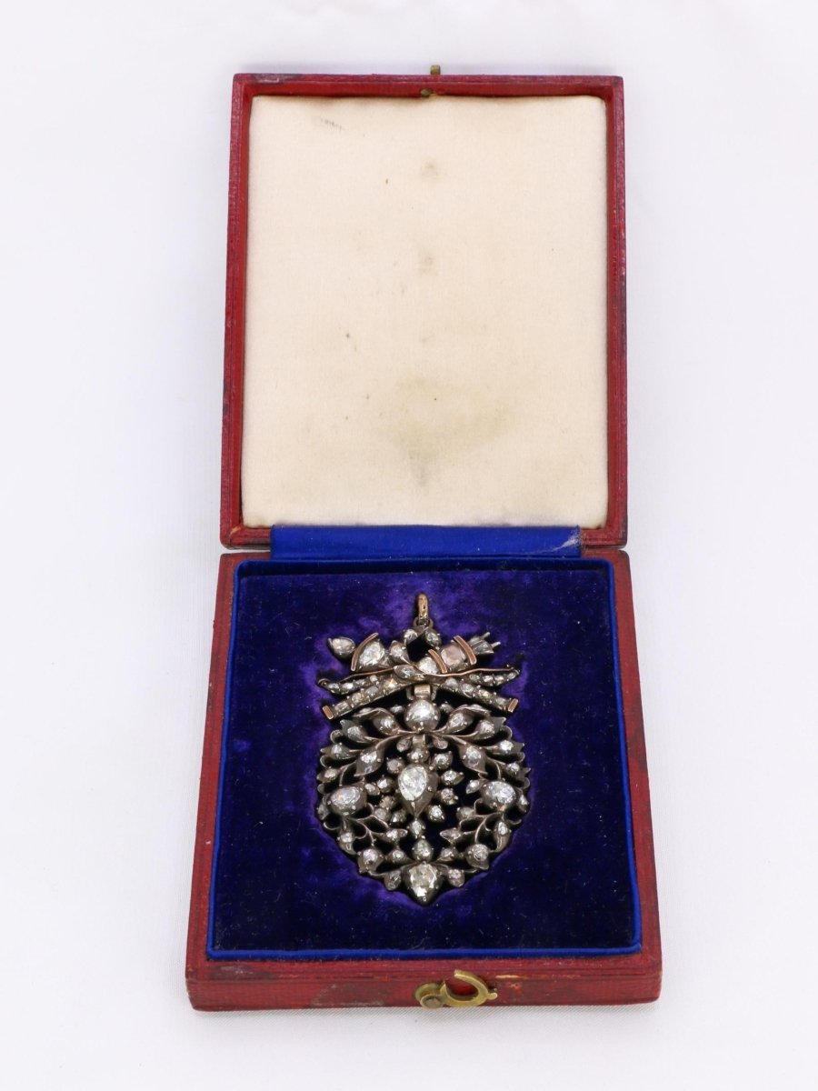 Pendentif ancien cœur flamand diamants taille rose - Castafiore