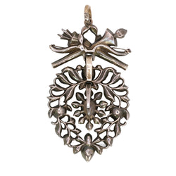 Pendentif ancien cœur flamand diamants taille rose - Castafiore